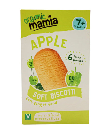 Organic Mamia Apple Soft Biscotti for 7+ Months - 120g | Pack of 6 Biscuits