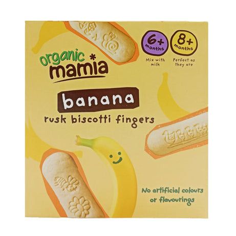 Organic Mamia Banana Rusk Biscotti Fingers for 6+ Months & 8+ Months Kids - 100g