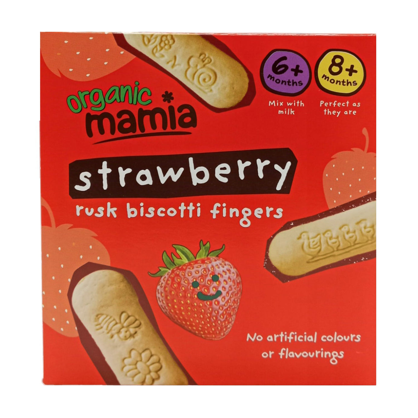 Organic Mamia Strawberry Rusk Biscotti Fingers for 6+ Months & 8+ Months Kids - 100g