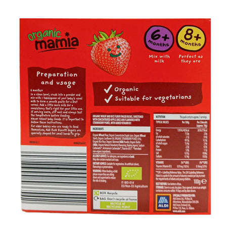 Organic Mamia Strawberry Rusk Biscotti Fingers for 6+ Months & 8+ Months Kids - 100g