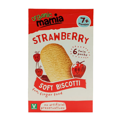 Organic Mamia Strawberry Soft Biscotti for 7+ Months - 120g | Pack of 6 Biscuits