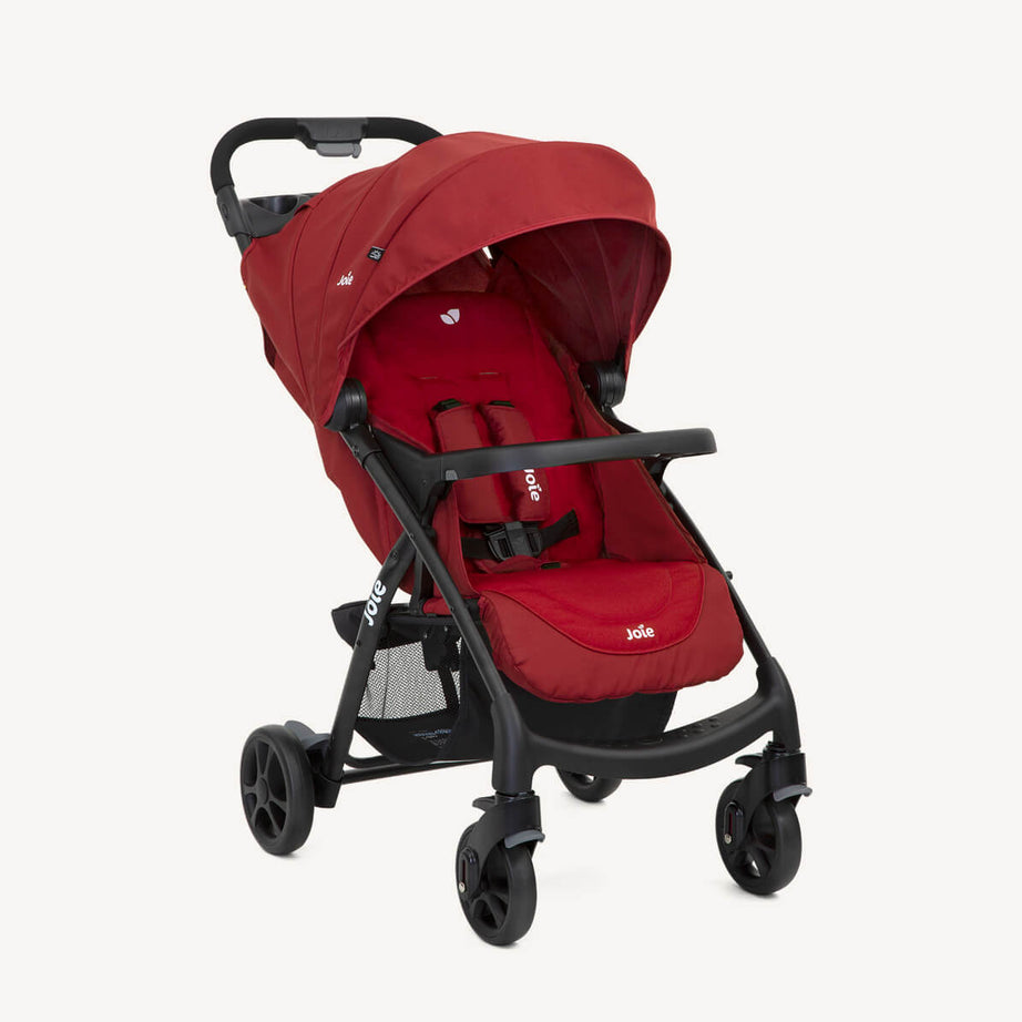 Joie Muze LX Full-Featured Baby Stroller – Compact Gravity Fold, Lie-Flat Recline, Car Seat Compatible | Smart Travel Stroller for Newborns to Toddlers | Available in Coal, Laurel & Cranberry