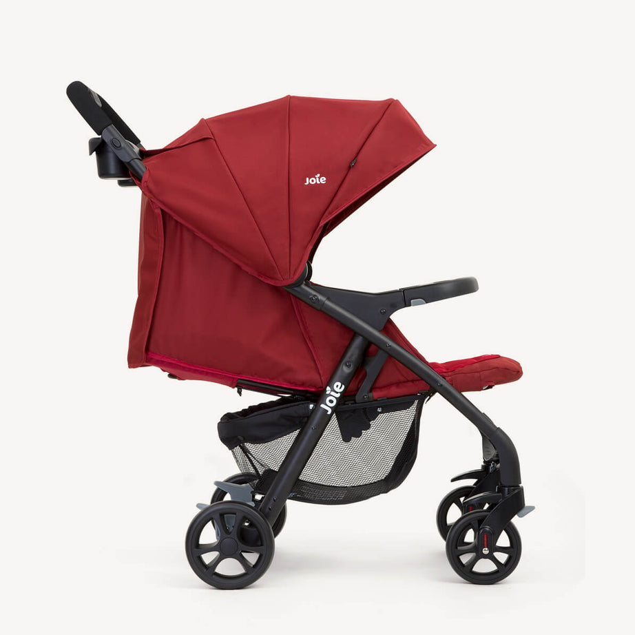 Joie Muze LX Full-Featured Baby Stroller – Compact Gravity Fold, Lie-Flat Recline, Car Seat Compatible | Smart Travel Stroller for Newborns to Toddlers | Available in Coal, Laurel & Cranberry