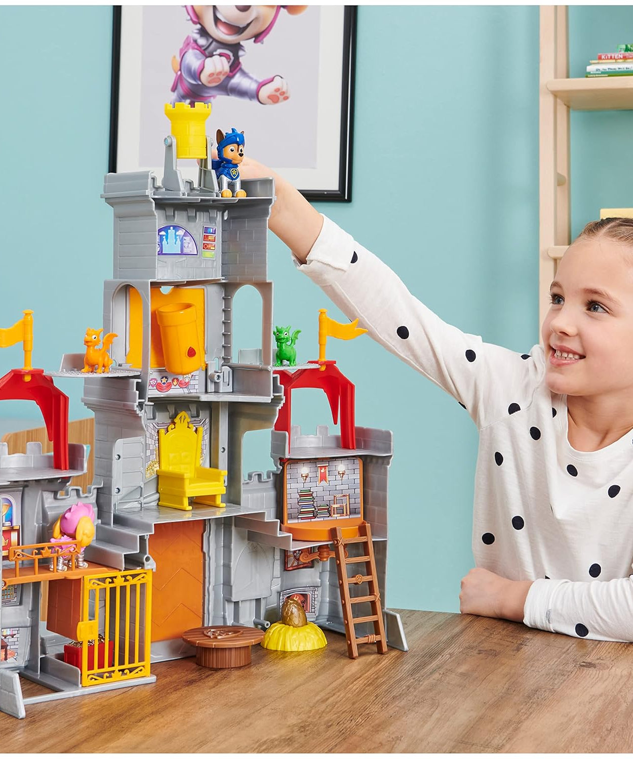 Paw Patrol Chase Rescue Knights Castle HQ - Transforming 11-Piece Playset with Chase and Mini Dragon Draco Action Figures | Roleplay Toy | Pretend Play Toy | Made in India for Kids Ages 3 and Up