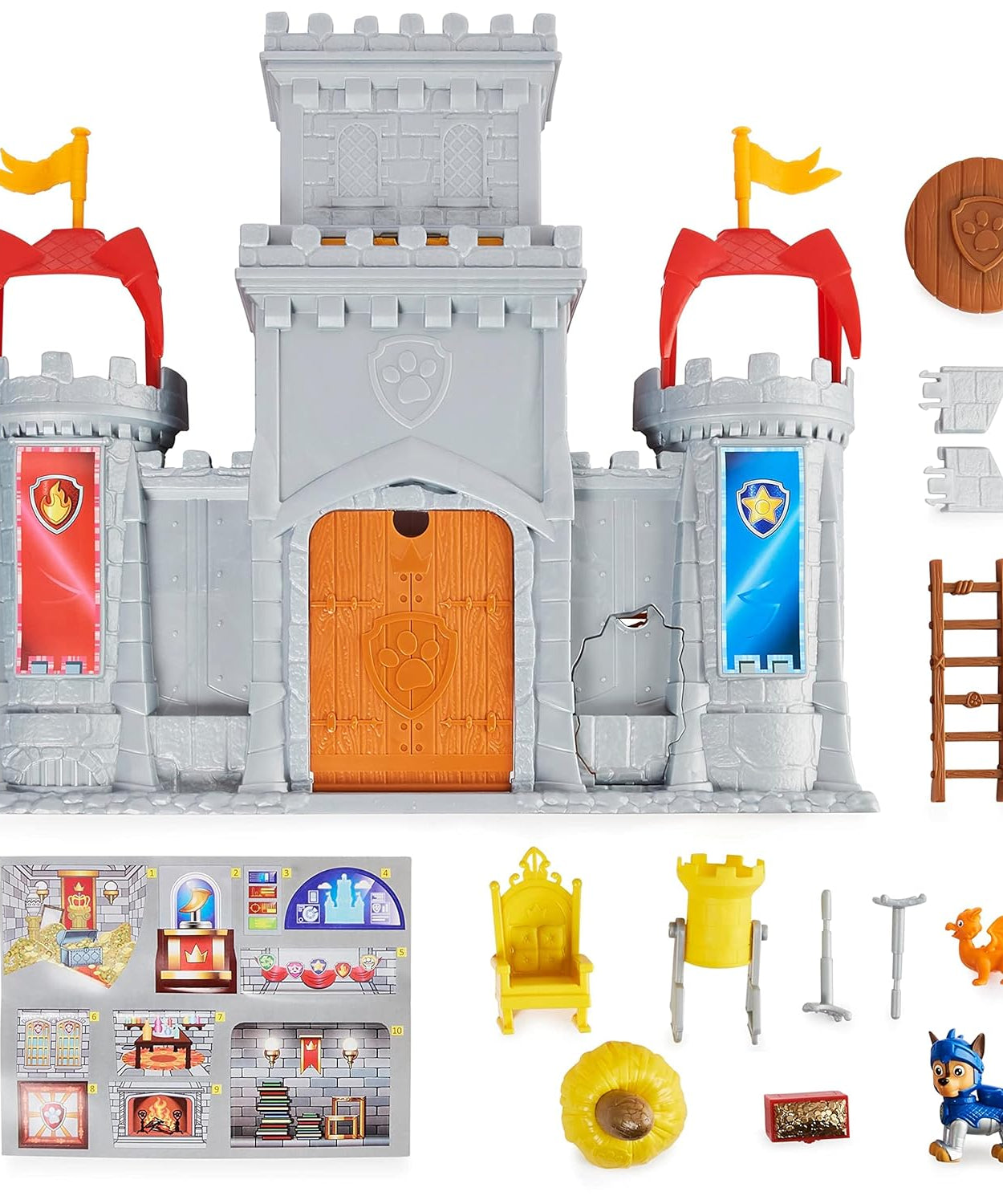 Paw Patrol Chase Rescue Knights Castle HQ - Transforming 11-Piece Playset with Chase and Mini Dragon Draco Action Figures | Roleplay Toy | Pretend Play Toy | Made in India for Kids Ages 3 and Up