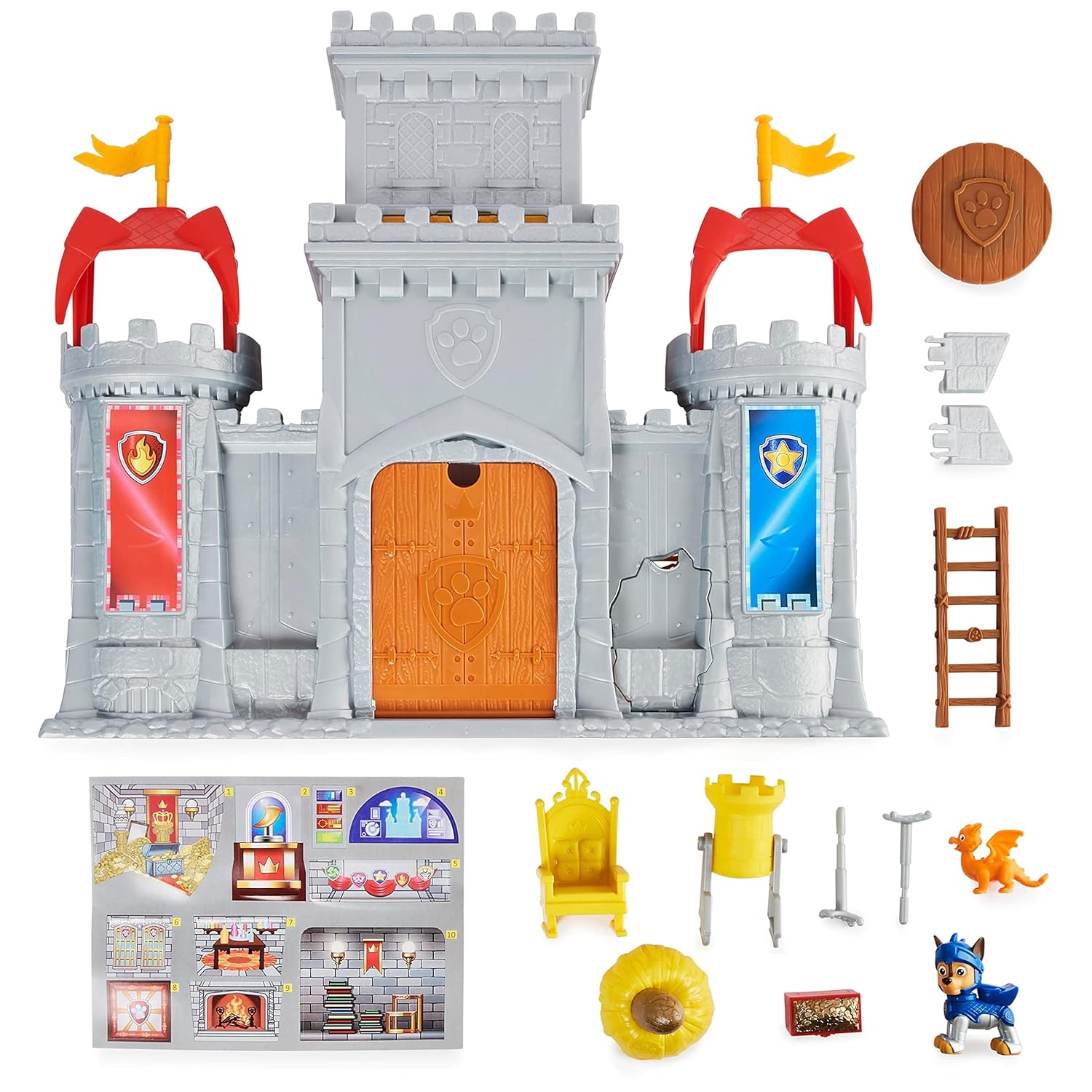 Paw Patrol Chase Rescue Knights Castle HQ - Transforming 11-Piece Playset with Chase and Mini Dragon Draco Action Figures | Roleplay Toy | Pretend Play Toy | Made in India for Kids Ages 3 and Up