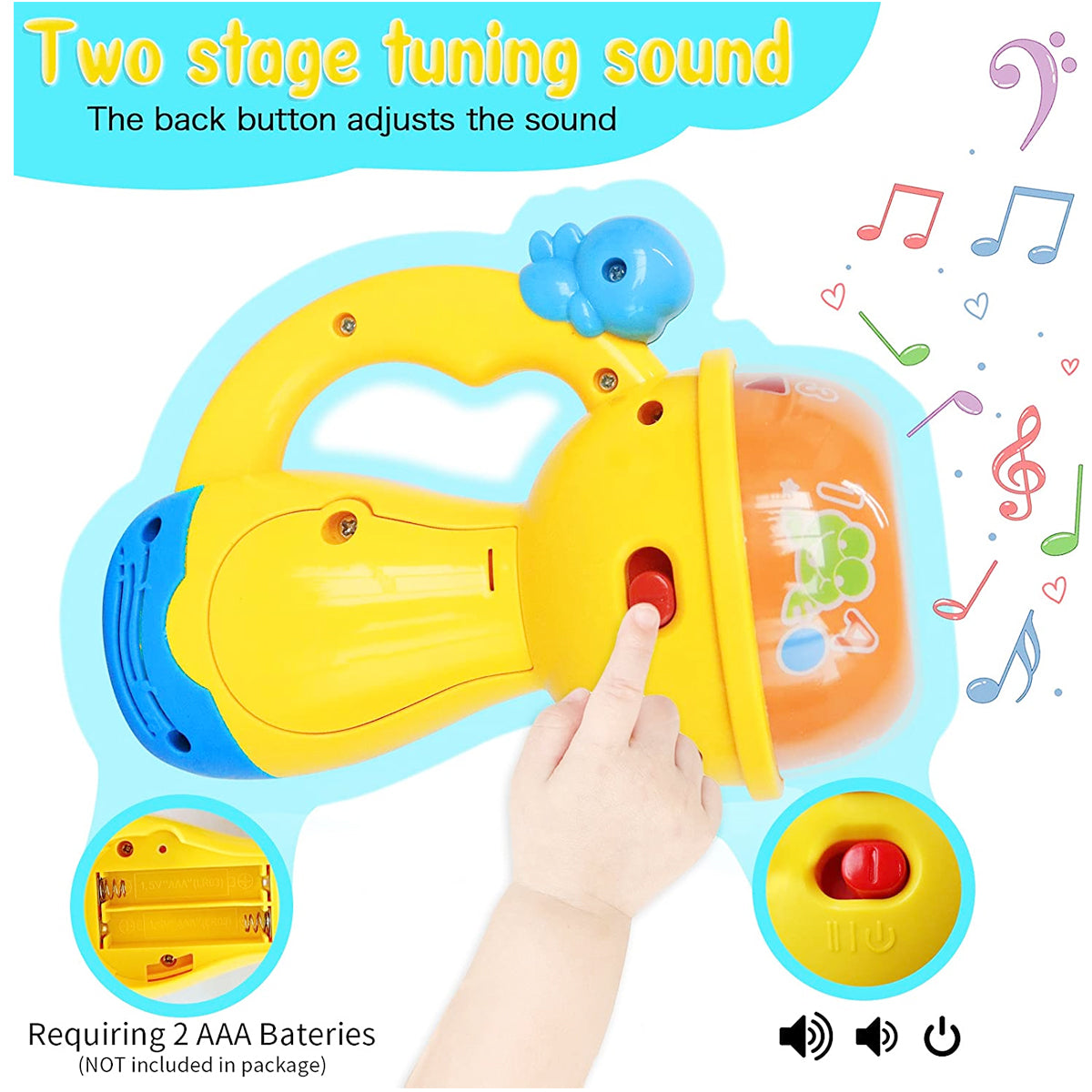 Fivestar Toys Learning Fun Pacify Flashlight – Baby Projector Toy with Lullabies, Music & Sounds for Kids 18M+ | Multi-Sensory Development & Bedtime Comfort