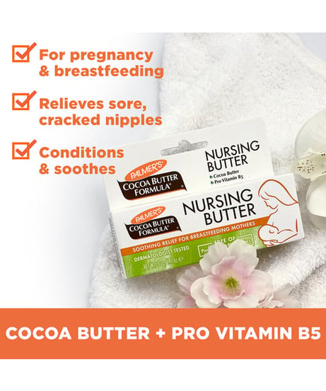 Palmer's Cocoa Butter Formula Nursing Butter – Soothing Nipple Cream for Breastfeeding Mothers with Pro-Vitamin B5 & Cocoa Butter | 30g Tube for Cracked & Sore Nipples
