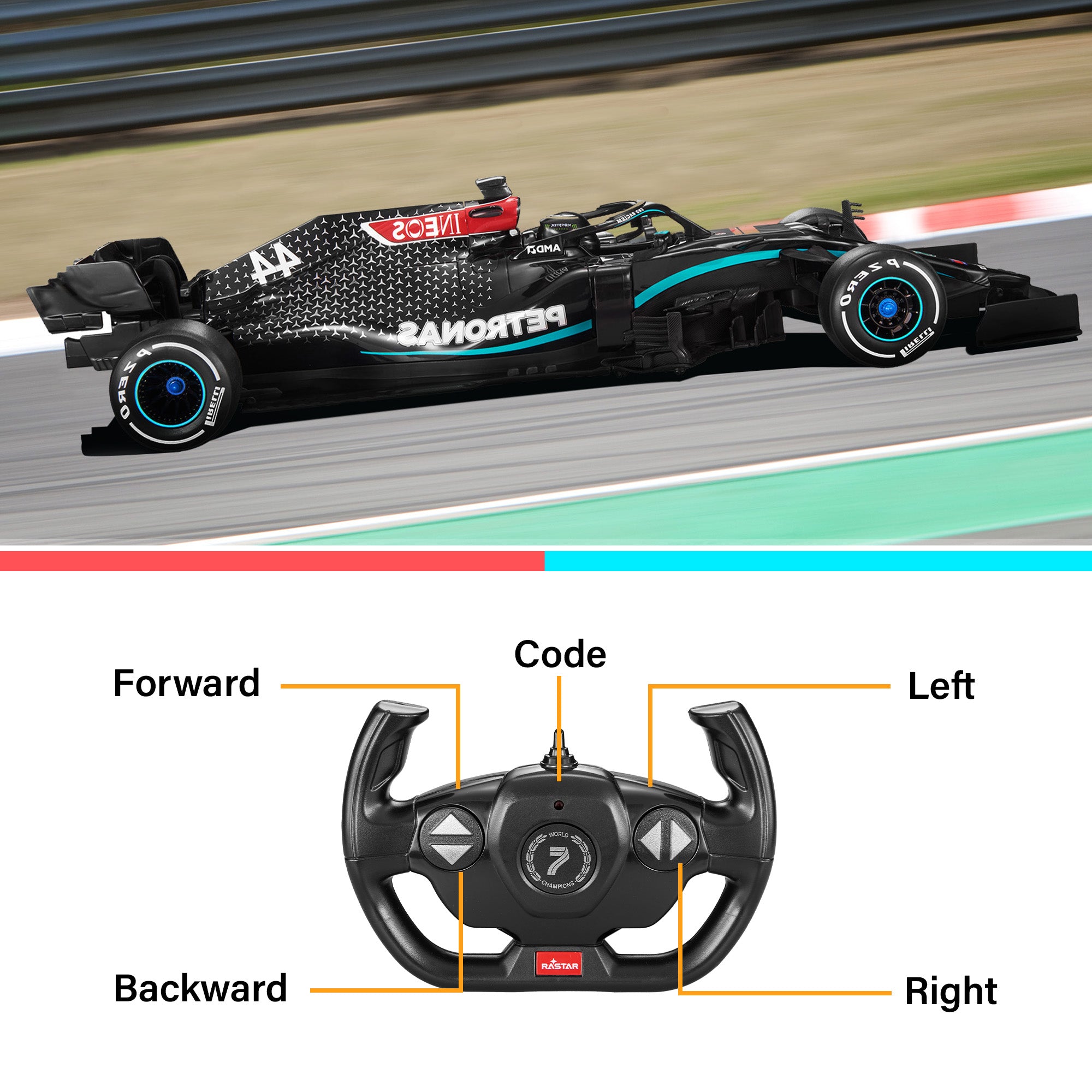 Rastar - Mercedes-AMG F1 W11 EQ Performance 1/12 Scale High-Speed Remote Control Car | Officially Licensed Formula 1 RC Racing Car with 2.4GHz Control & Realistic Detailing | AMG Petronas F1 Team Collectible Model