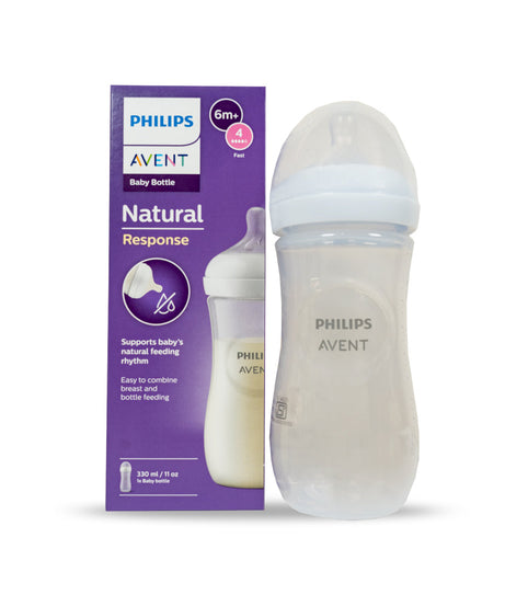 Philips Avent Natural Response Baby Feeding Bottle 330ml / 11oz (6M+, Flow 4 Fast) — Single Pack (SCY906/01) - MINIMEE KIDS