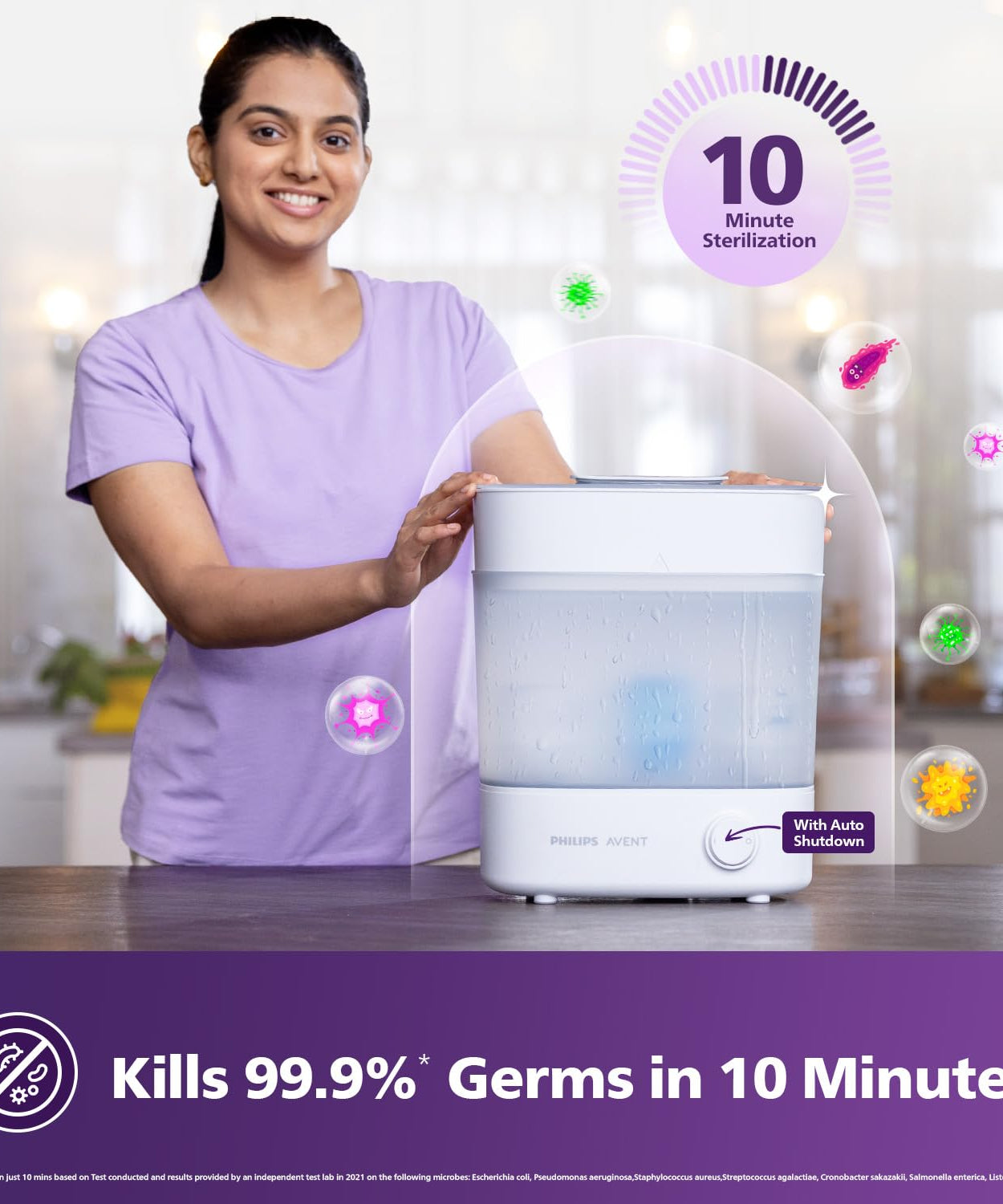 Philips Avent Advanced Bottle Steriliser | 10-Min Natural Steam Sterilisation, Sterilise & Store up to 6 Bottles