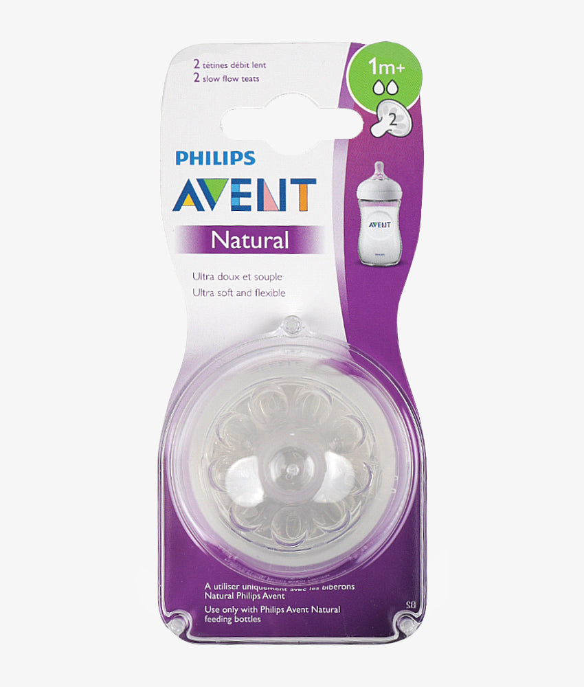 Philips Avent Natural Teat Slow Flow for 1+ Months - Pack of 2