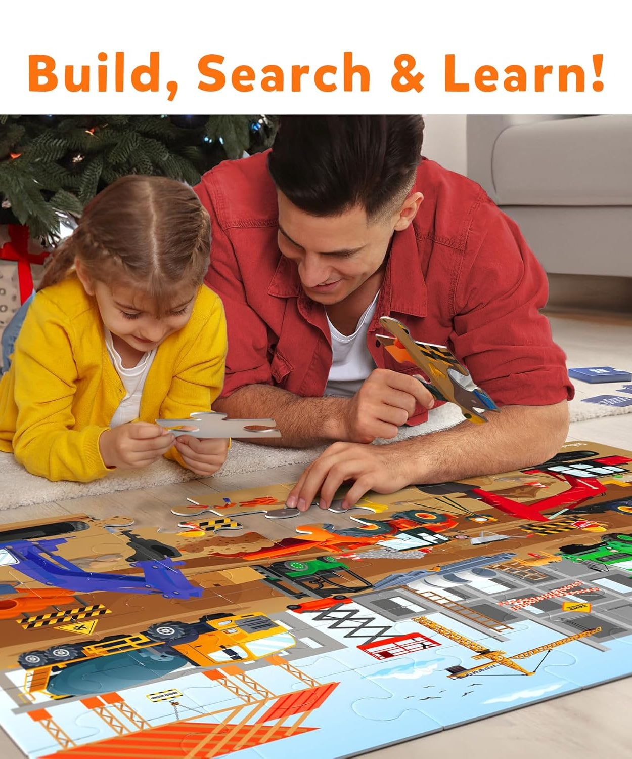 Skillmatics Piece & Play: At The Construction Site | Educational Floor Puzzle & Game for Kids Ages 3-7 | Develop Critical Skills Through Play - MINIMEE KIDS