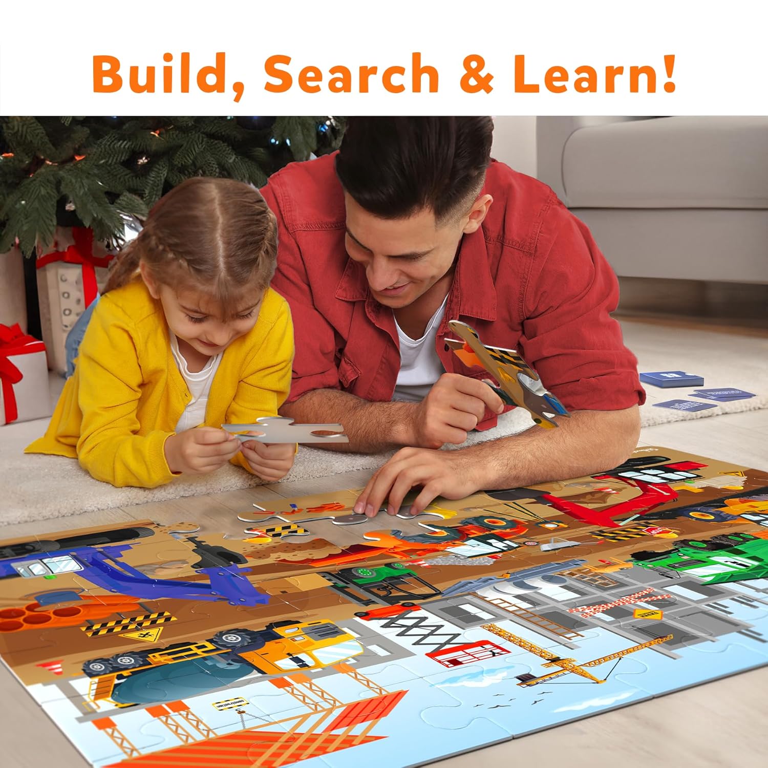 Skillmatics Piece & Play: At The Construction Site | Educational Floor Puzzle & Game for Kids Ages 3-7 | Develop Critical Skills Through Play