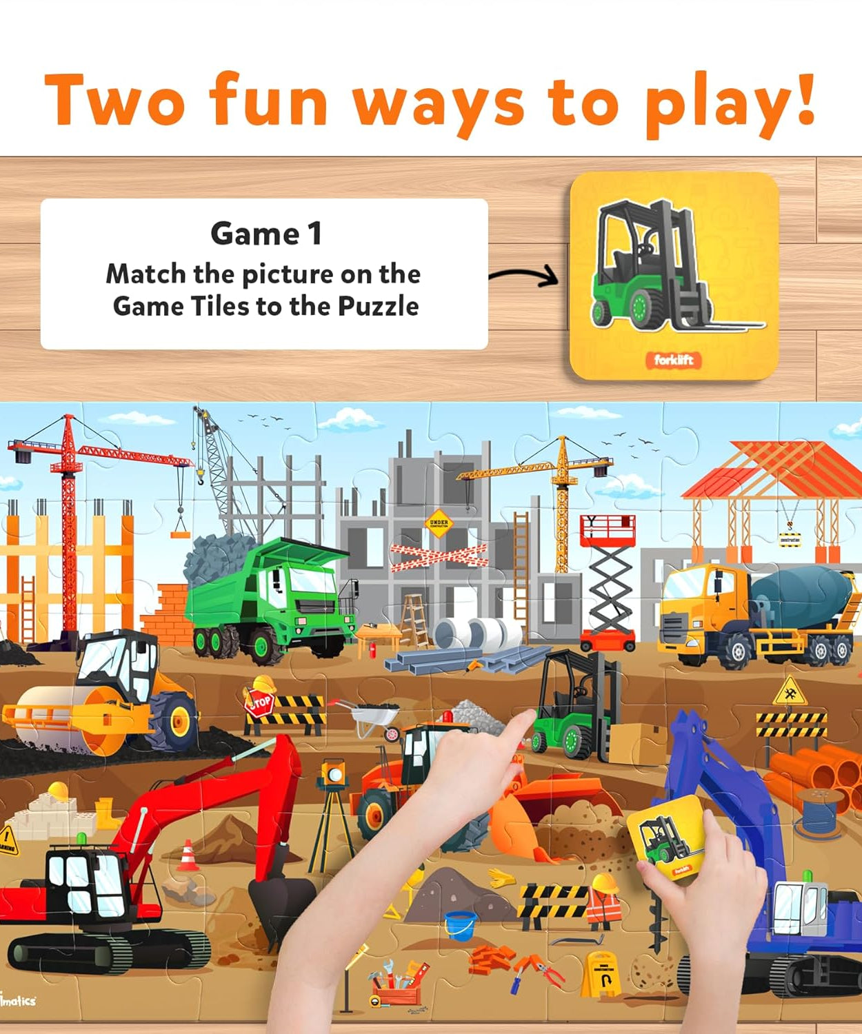 Skillmatics Piece & Play: At The Construction Site | Educational Floor Puzzle & Game for Kids Ages 3-7 | Develop Critical Skills Through Play - MINIMEE KIDS
