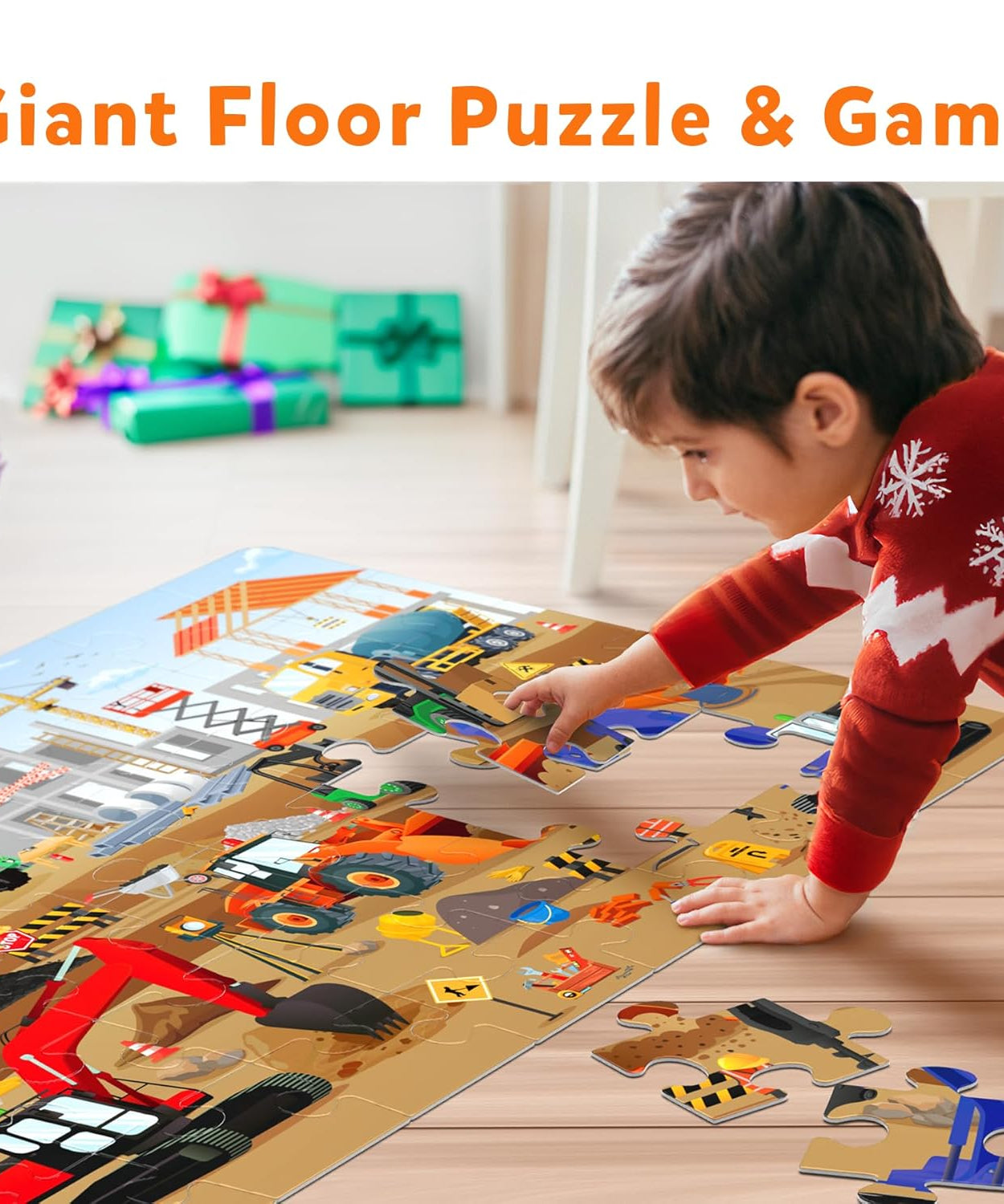 Skillmatics Piece & Play: At The Construction Site | Educational Floor Puzzle & Game for Kids Ages 3-7 | Develop Critical Skills Through Play - MINIMEE KIDS