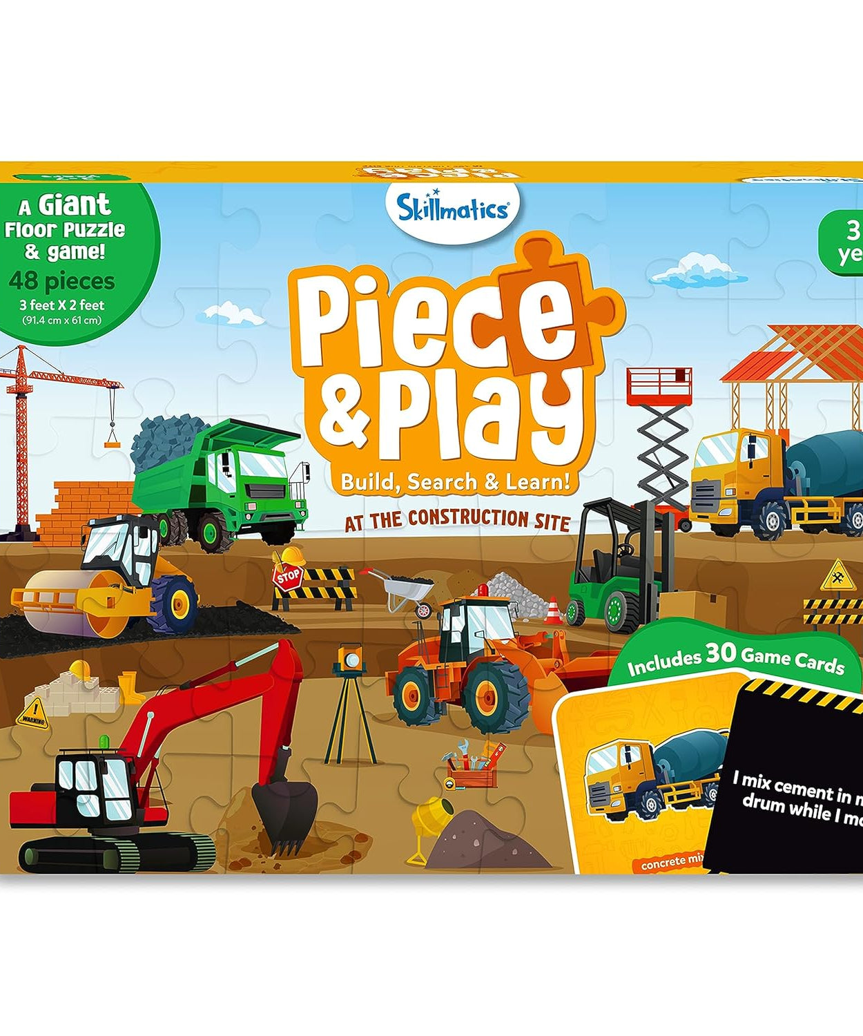 Skillmatics Piece & Play: At The Construction Site | Educational Floor Puzzle & Game for Kids Ages 3-7 | Develop Critical Skills Through Play - MINIMEE KIDS