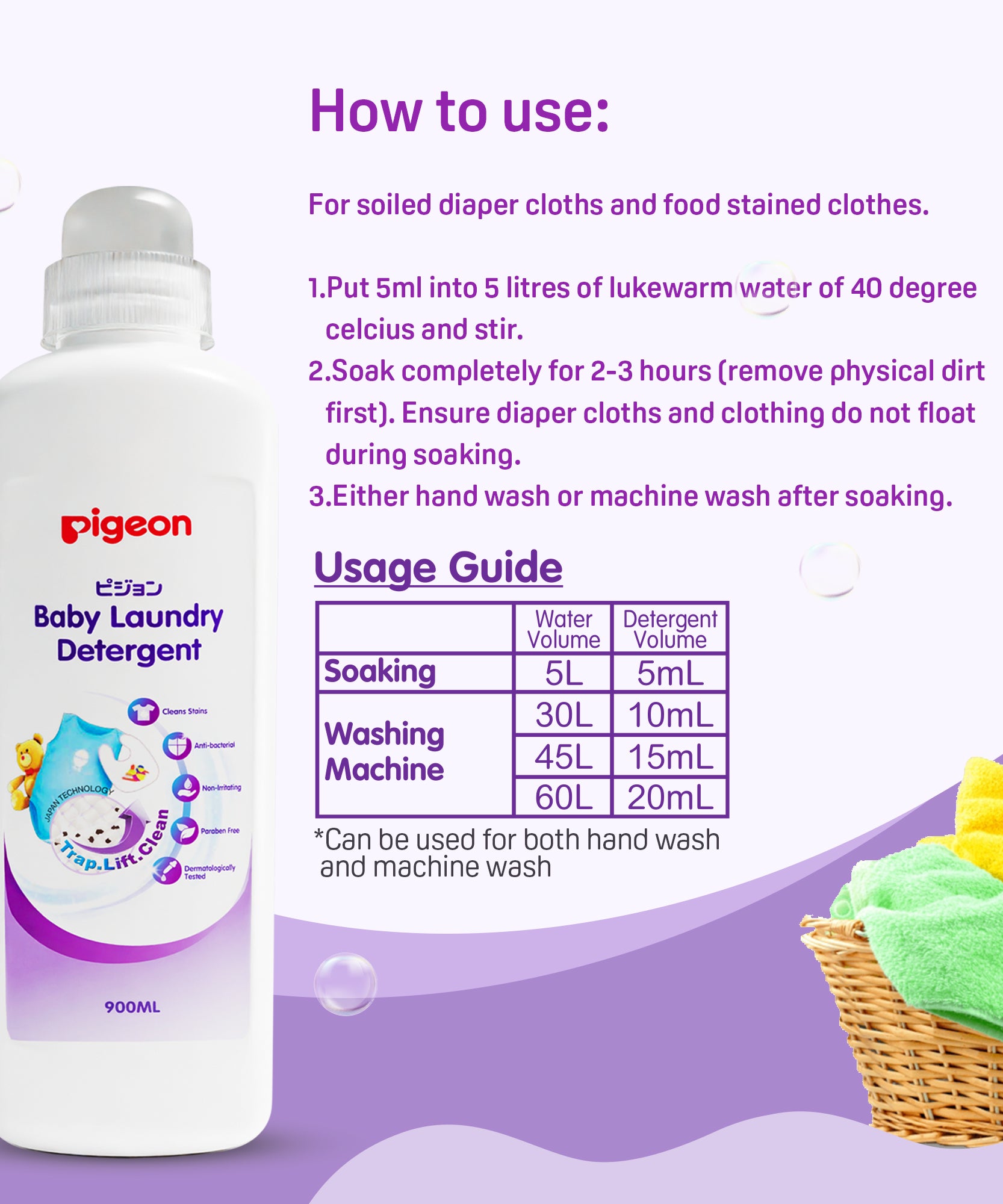 Pigeon Baby Laundry Detergent Liquid Dispenser Bottle - 900ml