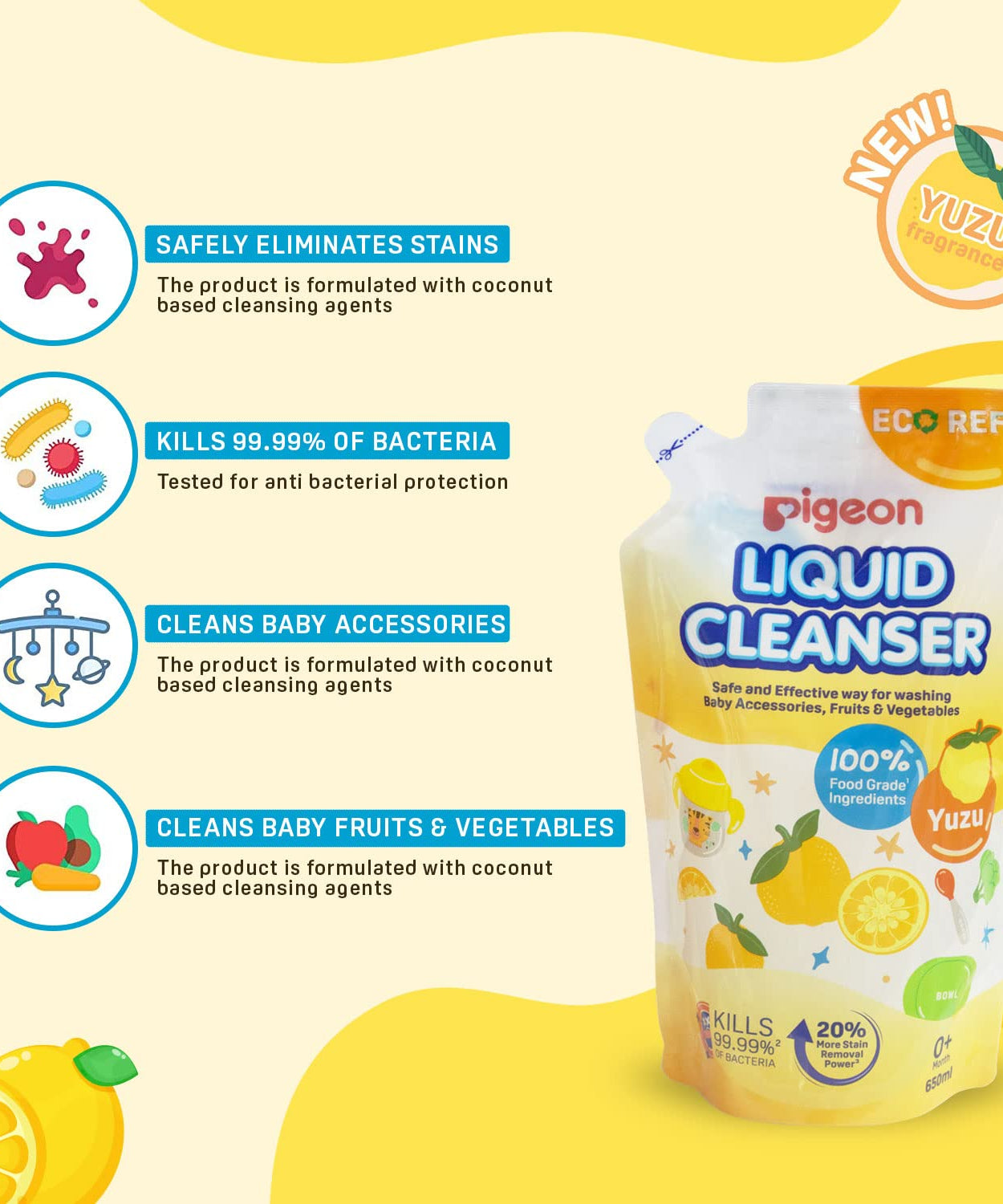Pigeon Liquid Cleanser for Baby Accessories Fruits & vegetables - 650ml