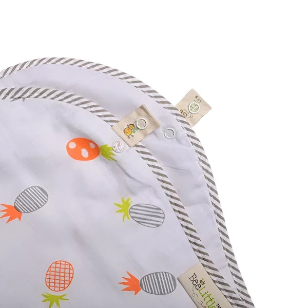 BeeLittle Pineapple Vibes Organic Muslin Burpy Bib - 100% Soft Cotton | Stylish & Absorbent Burp Cloth for Babies | 58 cm x 23 cm