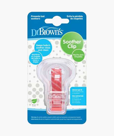 Dr. Brown's Universal Soother Clip - Secure, Hygienic Pacifier Holder to Keep Baby's Pacifier Close and Clean at All Times | Color will be Supplied As Per Availability