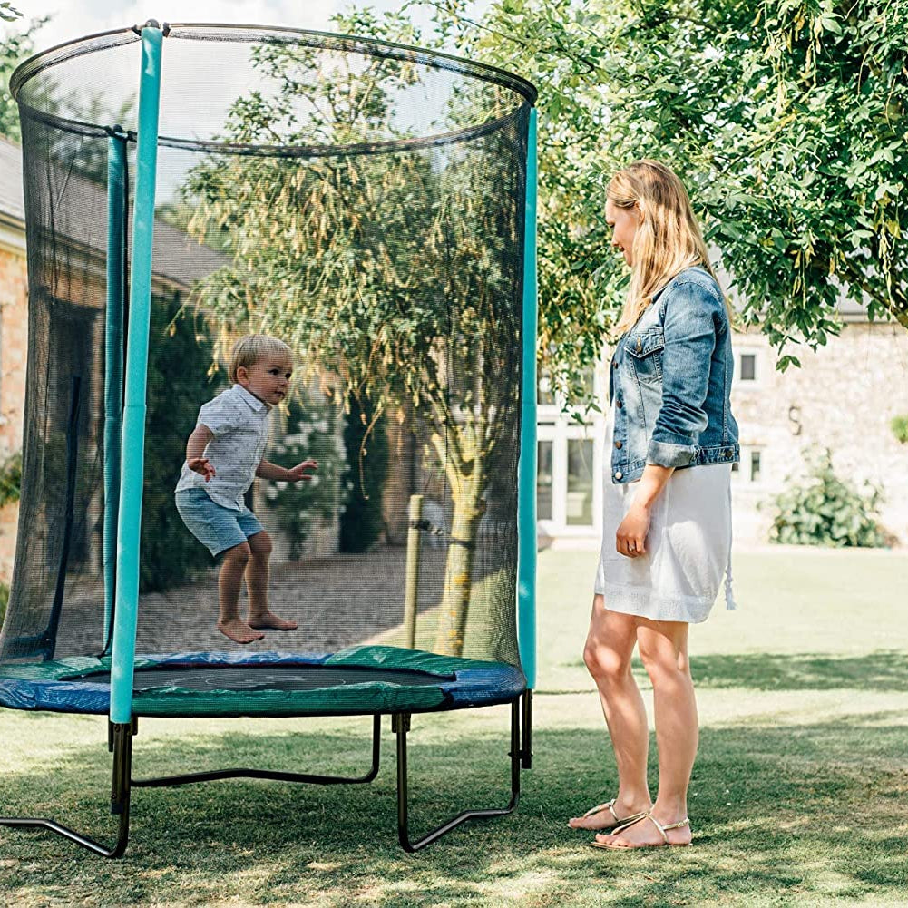Plum 4ft Junior Trampoline with Enclosure – Safe Outdoor Trampoline for Kids Aged 3-6 Years | Galvanised Frame | Padded Safety Net | 30 Springs | Max User Weight 40kg