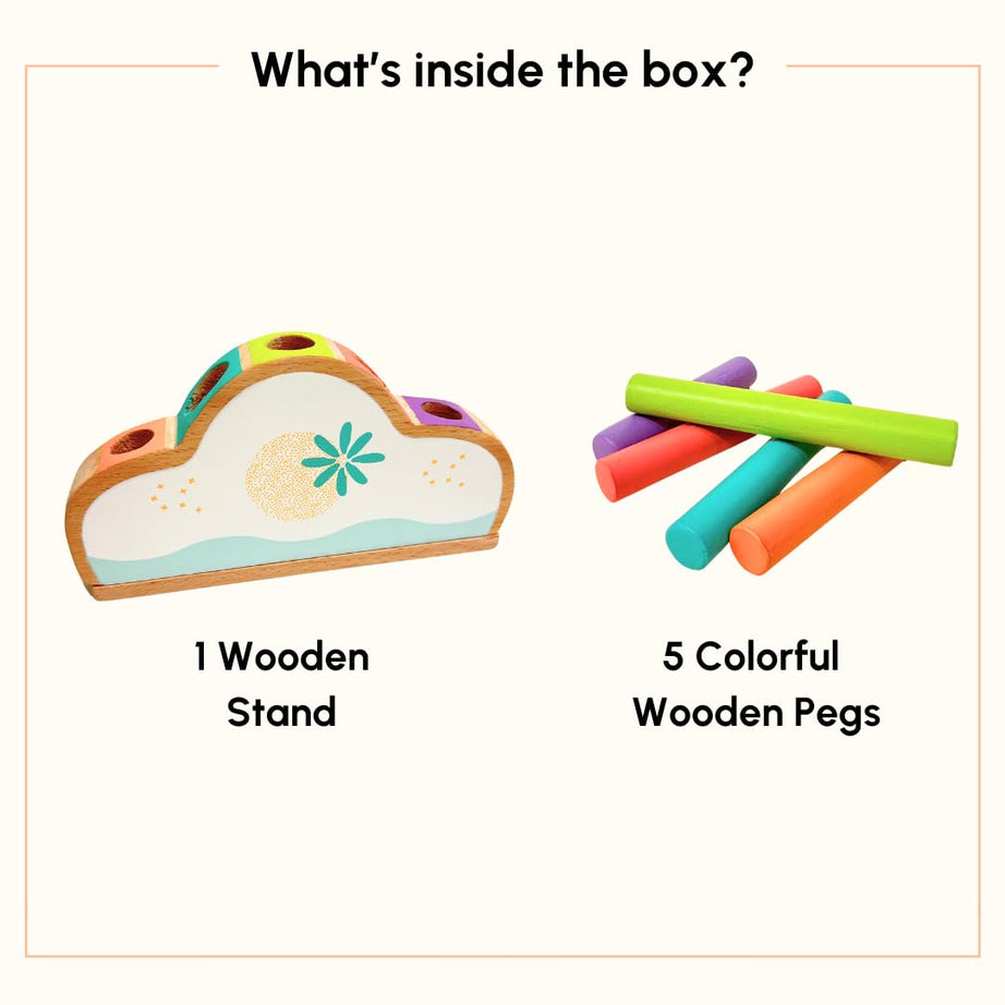 Curious Cub Wooden Pop-Up Pegs Toy, Montessori-Inspired Educational Toy for Ages 12 Months+ | Develops Fine Motor Skills, Hand-Eye Coordination, and Object Permanence