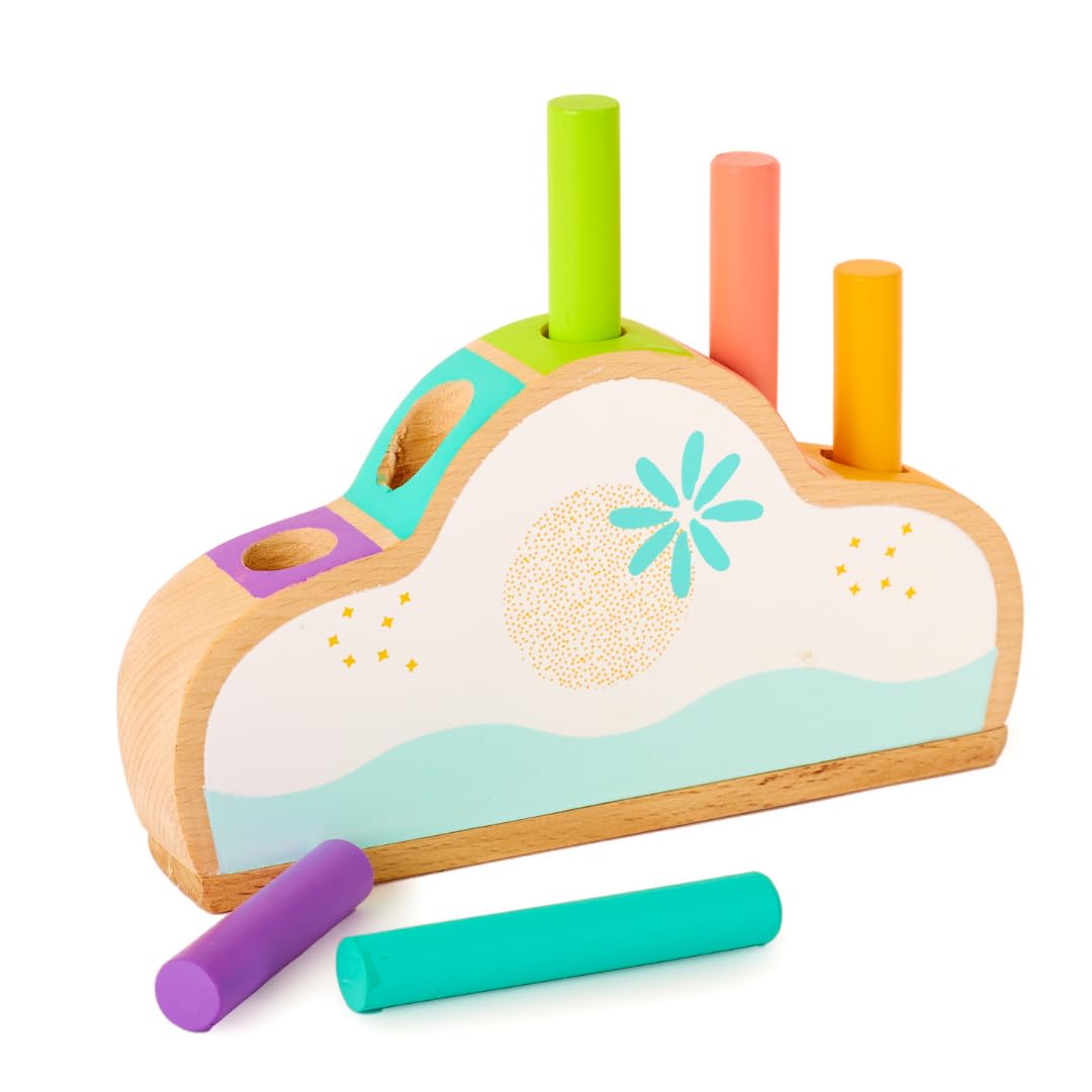 Curious Cub Wooden Pop-Up Pegs Toy, Montessori-Inspired Educational Toy for Ages 12 Months+ | Develops Fine Motor Skills, Hand-Eye Coordination, and Object Permanence