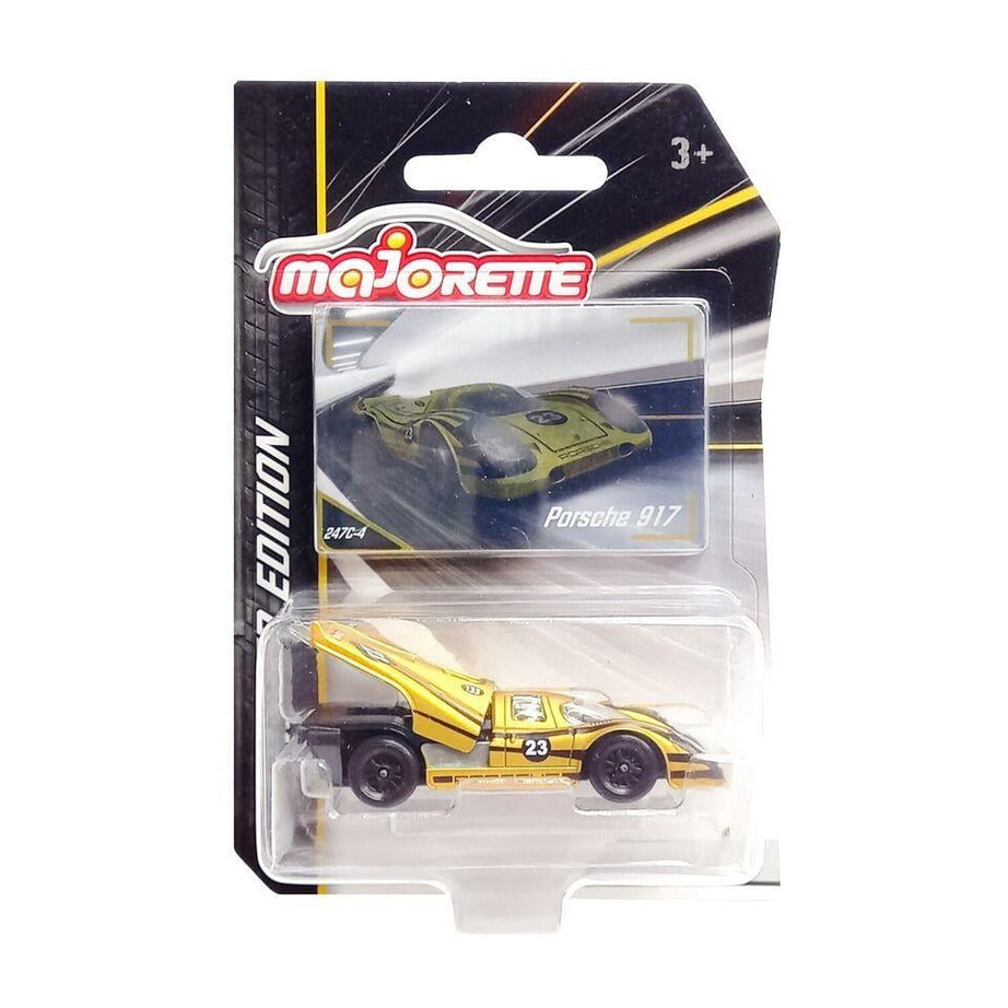 Majorette Limited Edition 9 Die-Cast Cars | 1:64 Scale Black & Gold Collector Series | Includes Audi Q4 e-tron, Porsche 917, Dodge Charger R/T & More | Pack of 1 | For Ages 3+
