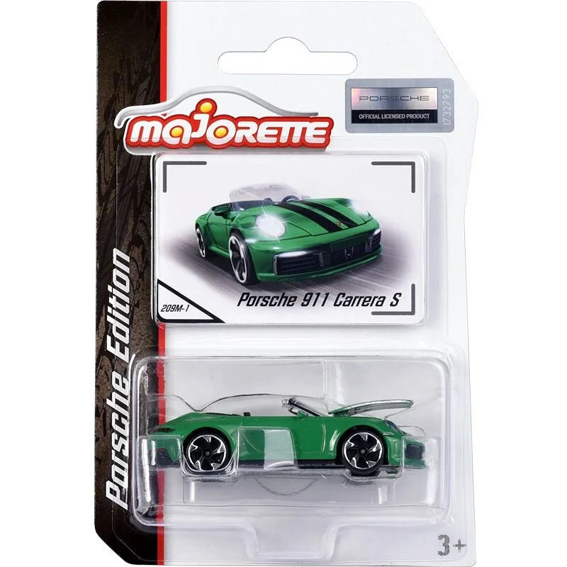 Majorette Porsche 911 Carrera S Die-Cast Car - Porsche Edition 1:64 Scale | Official Licensed Product | Premium Collectible Model with Opening Parts | Green Sportscar Design