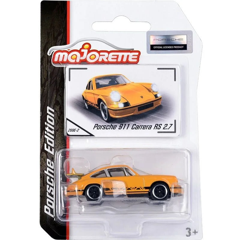 Majorette Porsche 911 Carrera RS 2.7 Die-Cast Car - 1:64 Scale | Premium Porsche Collection | Collector’s Edition in Yellow