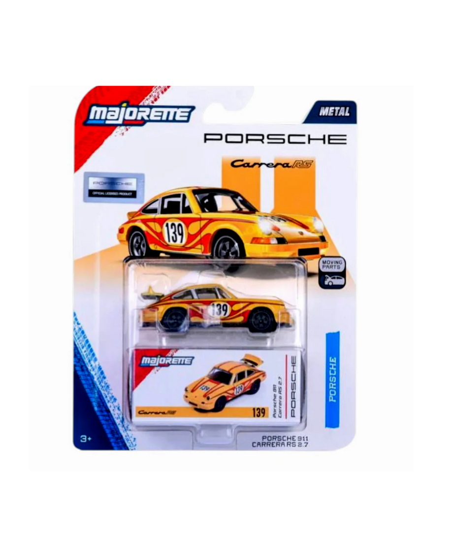 Majorette Porsche 911 Carrera RS 2.7 Die-Cast Metal Car with Opening Parts | Official Porsche Licensed Collectible Toy Car for Kids 3+ Years