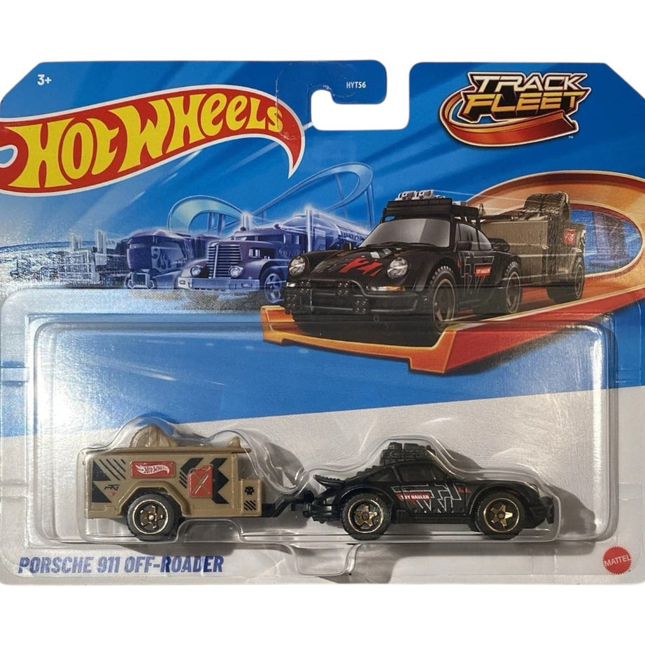 Hot Wheels Track Fleet: Porsche 911 Off-Roader | Die-Cast Car with Detachable Trailer | for Kids & Collectors Aged 3+