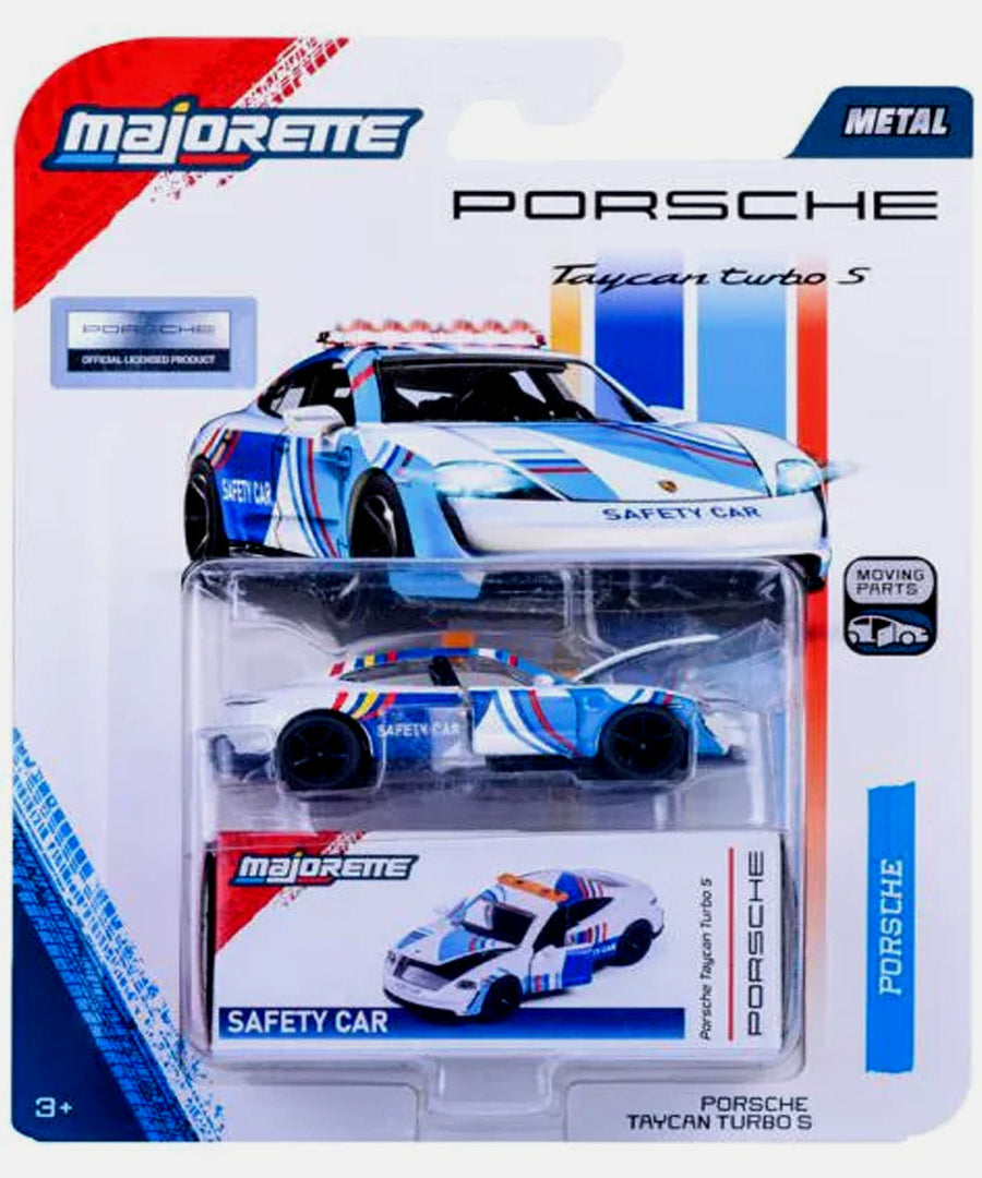Majorette Porsche Taycan Turbo S Safety Car Die-Cast Metal Toy Car with Opening Parts | Official Porsche Licensed Collectible Vehicle for Kids 3+ Years
