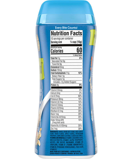 Gerber Oatmeal Lentil Peach & Apple Cereal - 227g | Supports Healthy Digestion with Probiotic B. lactis, 60% DV Iron for Learning-Ability, Non-GMO for Sitter Babies 2nd Foods (6+ Months) - MINIMEE KIDS