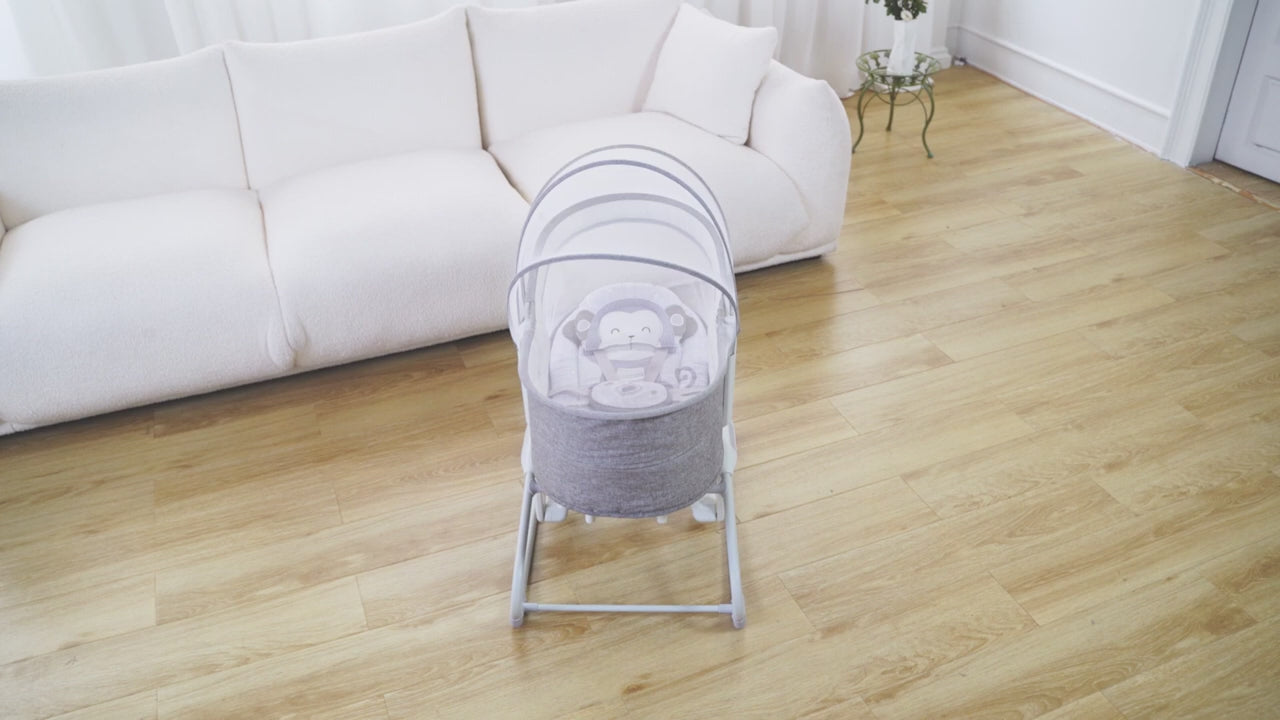Mastela 4-in-1 Swing & Bassinet | Multi-Function Baby Cradle, Bedside Sleeper & Stationary Seat with Bluetooth & Melodies | 0-36 Months (Upto 15 Kg) | Minimee