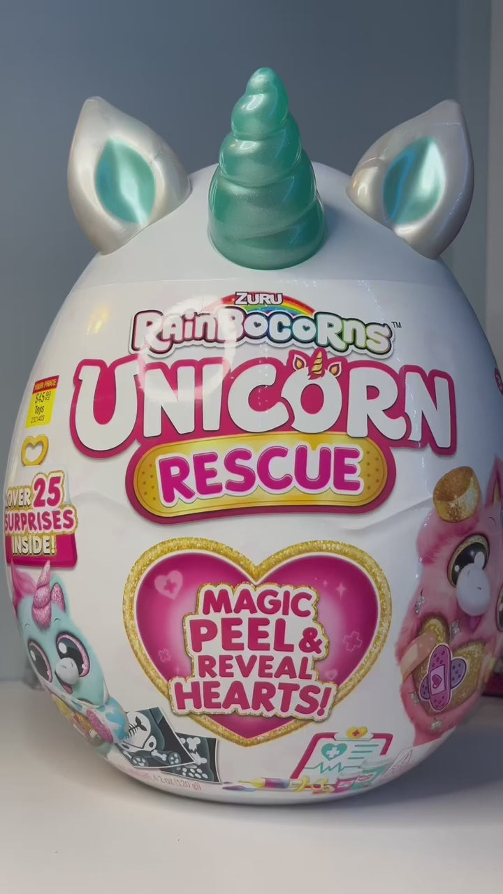 Rainbocorns Unicorn Rescue Surprise, Disco - Collectible Plush in Giant Egg with Over 25 Magical Surprises Inside, 35 cm Cuddle Plush Stuffed Animal, Rings, Stickers, and Wearable Accessories