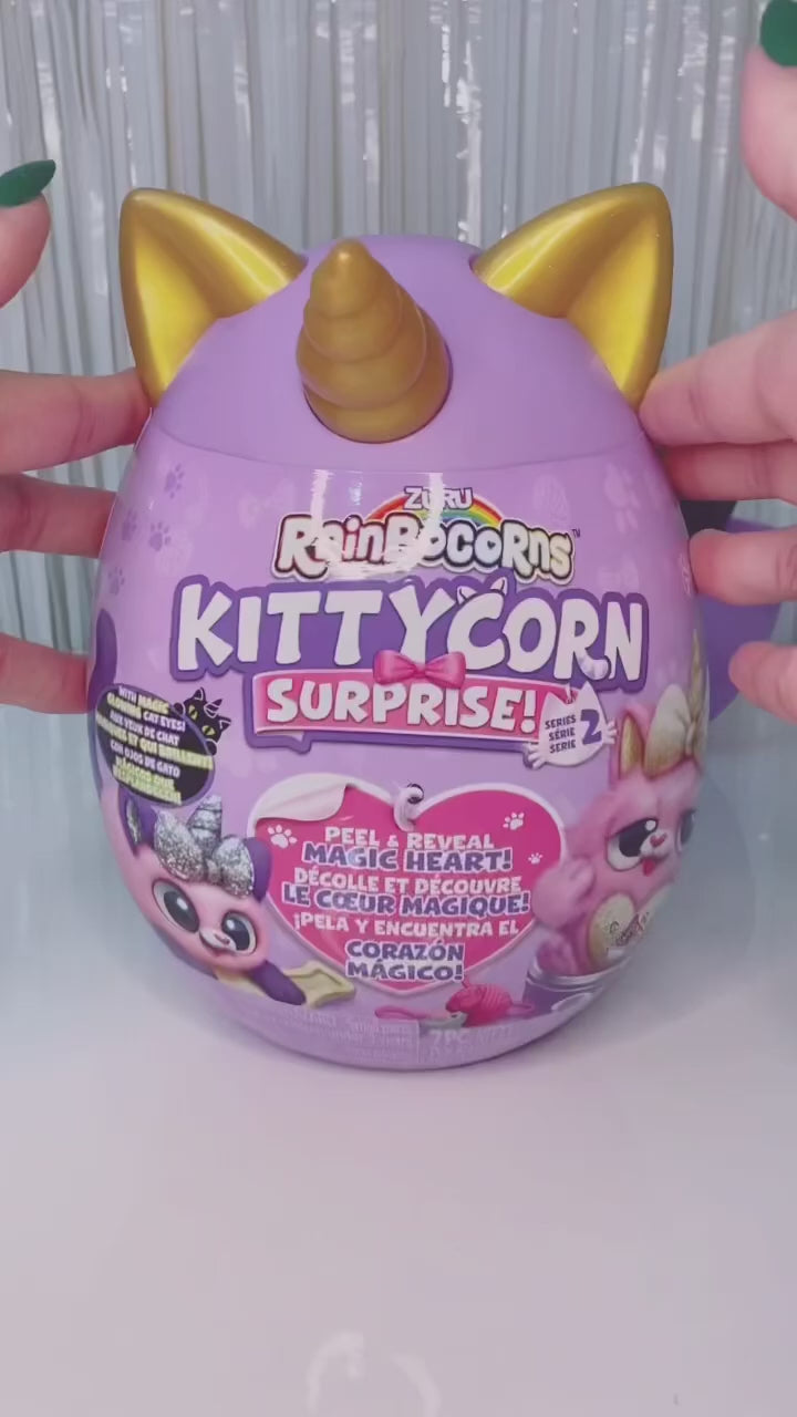 Rainbocorns Kittycorn Surprise Series 2, Starla the American Short Hair Cat - Collectible Plush with 10 Surprises to Unbox, Peel and Reveal Heart, Stickers, Ages 3+