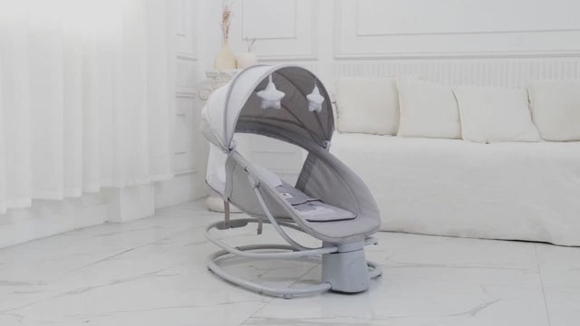 Mastela Baby Deluxe 4-in-1 Smart Swing & Rocker | Bluetooth & App Controlled Automatic Cradle | Birth to 36 Months (15kg) | 5 Swing Angles, Detachable Tray & Mosquito Net
