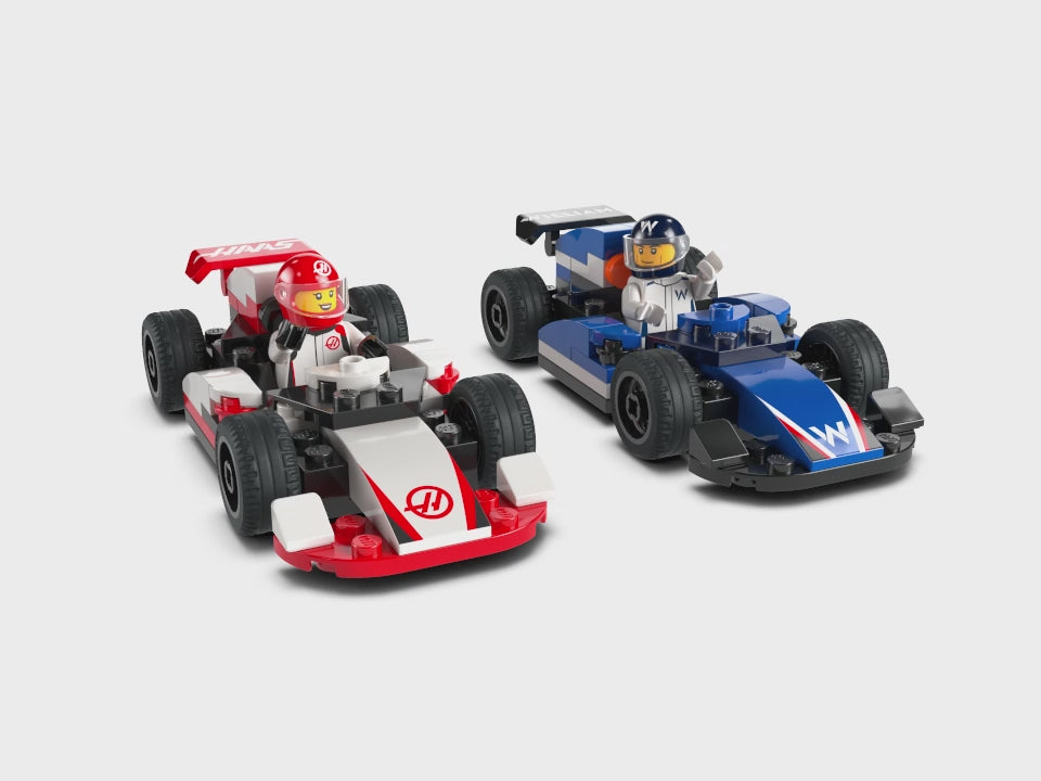 LEGO City 60464 Williams Racing & Haas F1 Team Race Cars, 2-in-1 Toy Building Set with Starter Bricks, 2 Minifigures, and Accessories for Kids Aged 4 and Up (92 Pieces)