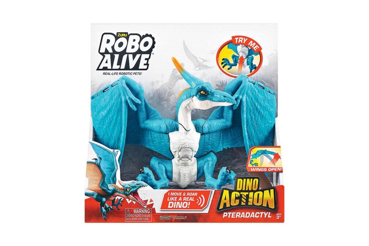 ZURU Robo Alive Dino Action Pterodactyl - Realistic Moving Dinosaur with Roaring Sounds, Perfect for Kids Ages 3+