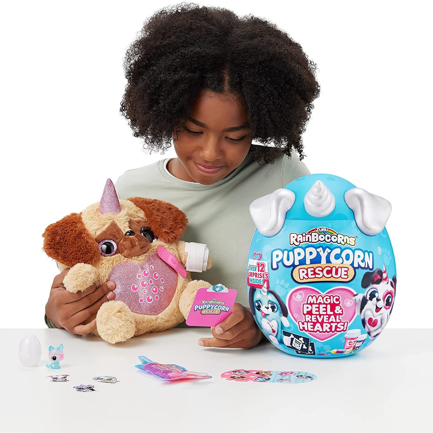 Zuru Rainbocorns Puppycorn Rescue Collectible Plush - Surprise Egg with Stickers, Syringe Slime, and Over 12 Magical Surprises