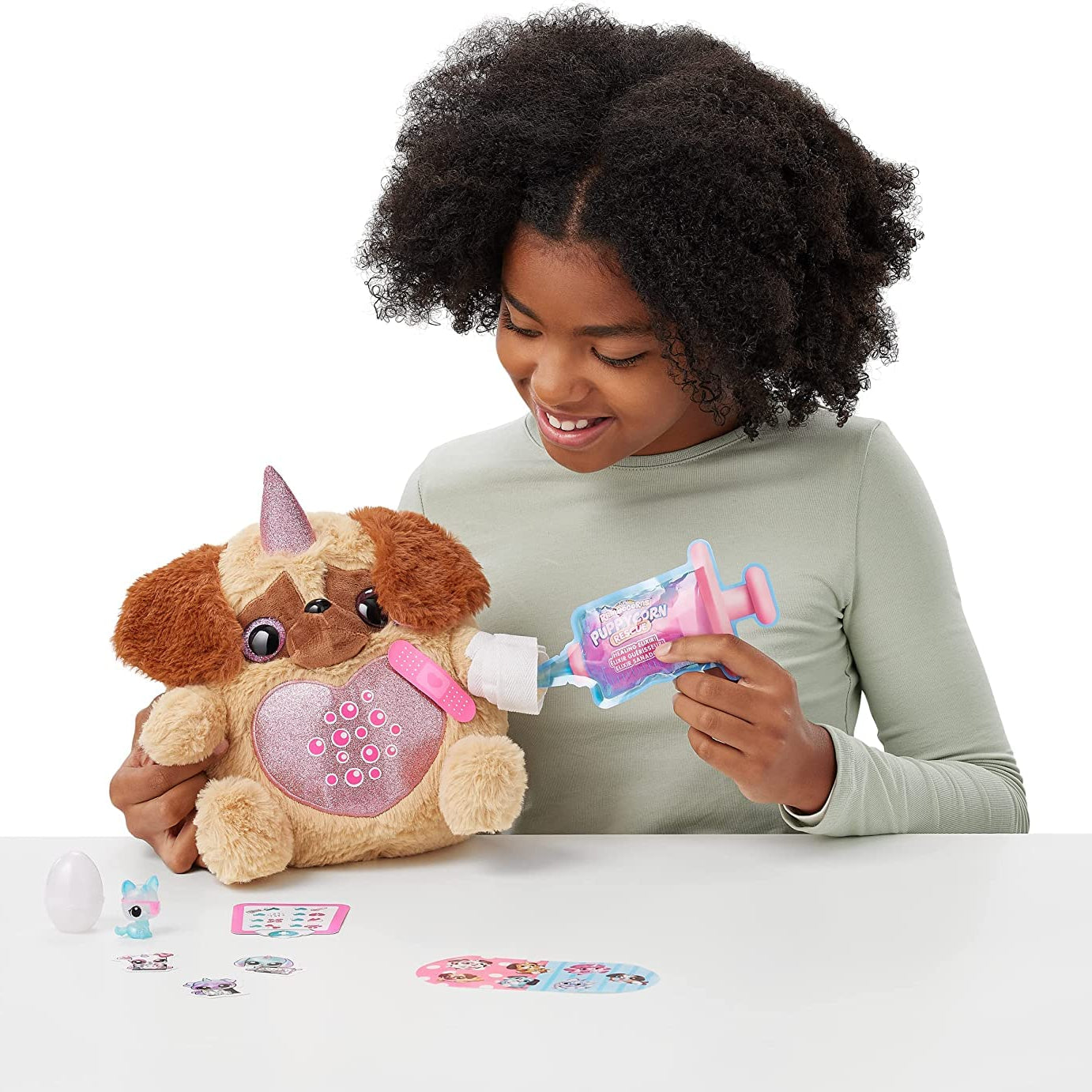 Zuru Rainbocorns Puppycorn Rescue Collectible Plush - Surprise Egg with Stickers, Syringe Slime, and Over 12 Magical Surprises