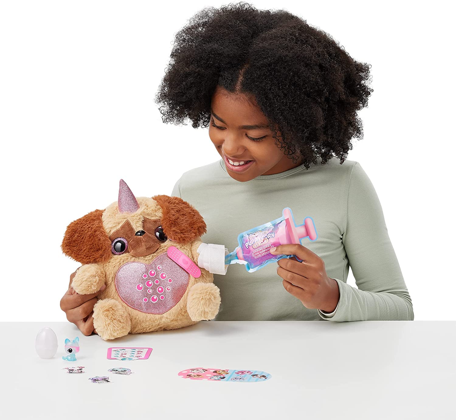 Zuru Rainbocorns Puppycorn Rescue Collectible Plush - Surprise Egg with Stickers, Syringe Slime, and Over 12 Magical Surprises