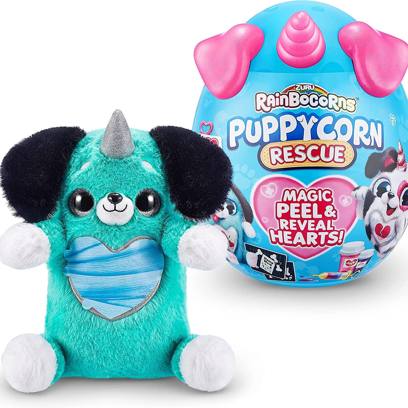 Zuru Rainbocorns Puppycorn Rescue Collectible Plush - Surprise Egg with Stickers, Syringe Slime, and Over 12 Magical Surprises