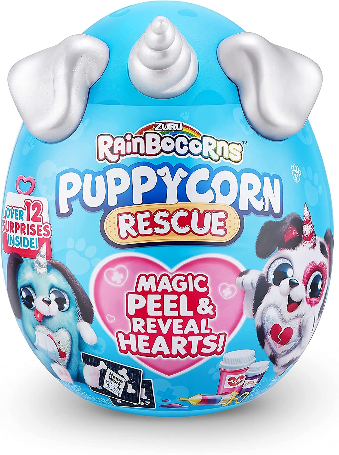 Zuru Rainbocorns Puppycorn Rescue Collectible Plush - Surprise Egg with Stickers, Syringe Slime, and Over 12 Magical Surprises