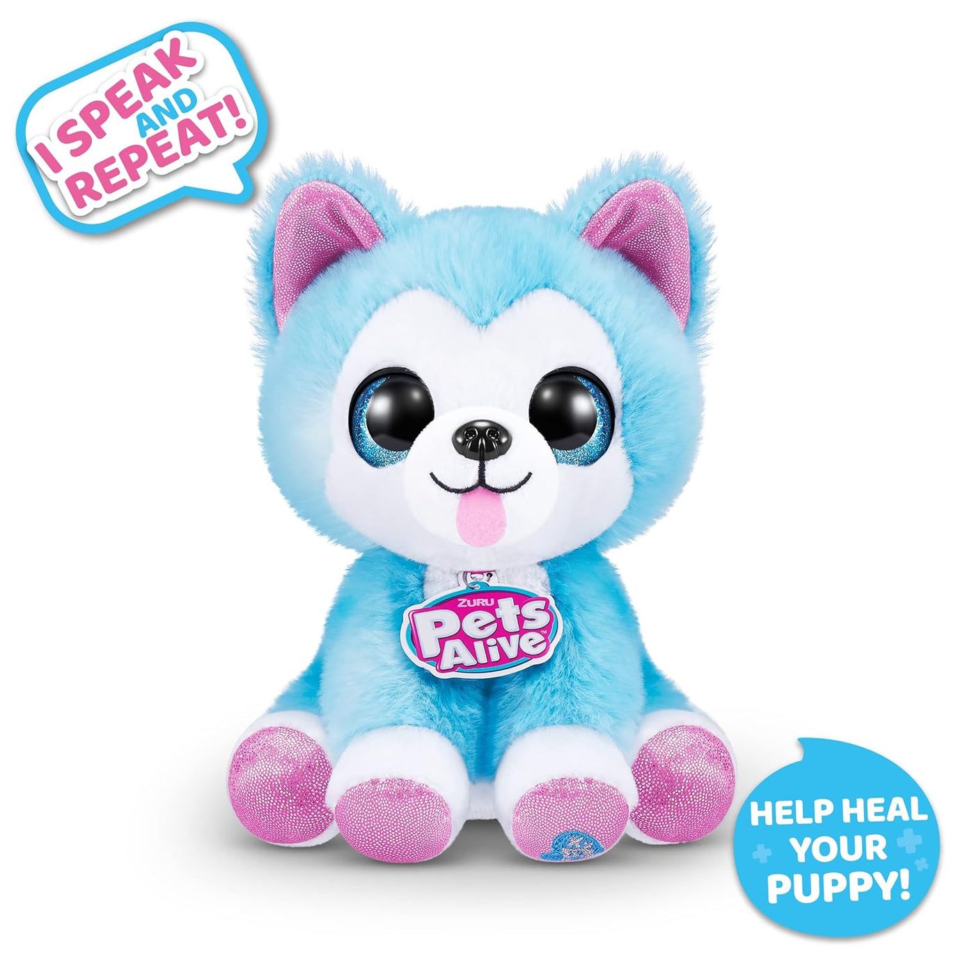 Pets Alive Pet Shop Surprise Series 3 Puppy Rescue Wolf Dog | Ultra Soft Plush, Speak and Repeat, Interactive Toy with Surprises Inside