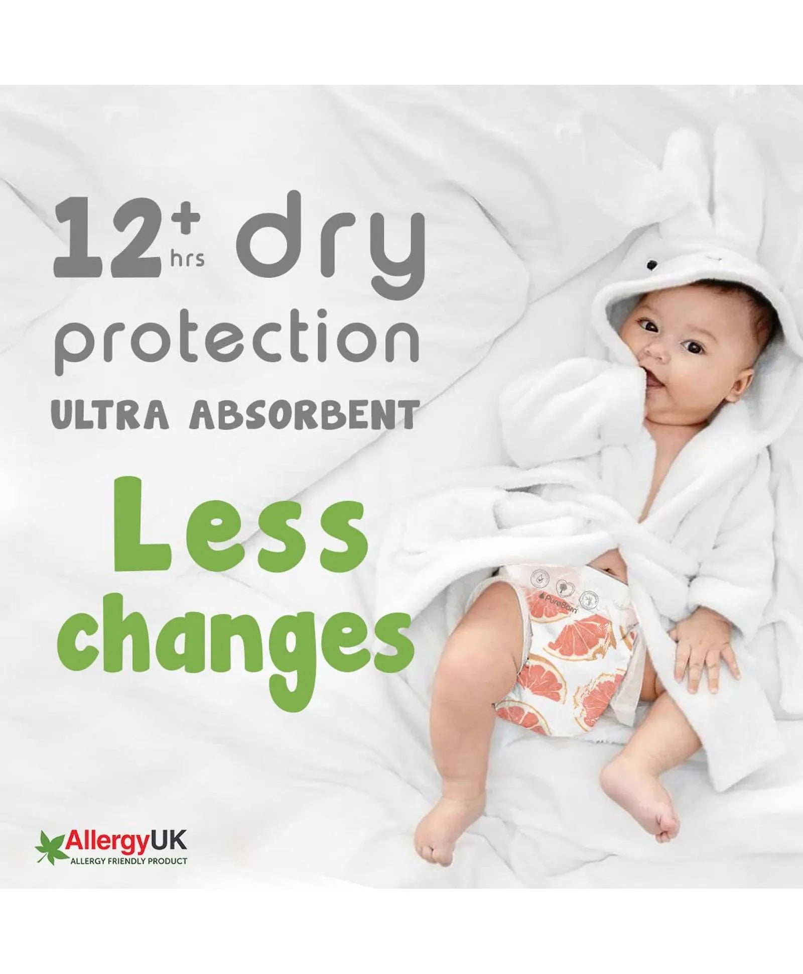 PureBorn Organic Bamboo Baby Diapers Size 3 (5.5–8 kg) | 28 pcs | Ultra Soft & Eco-Friendly Nappies with Wetness Indicator & Maximum Absorbency