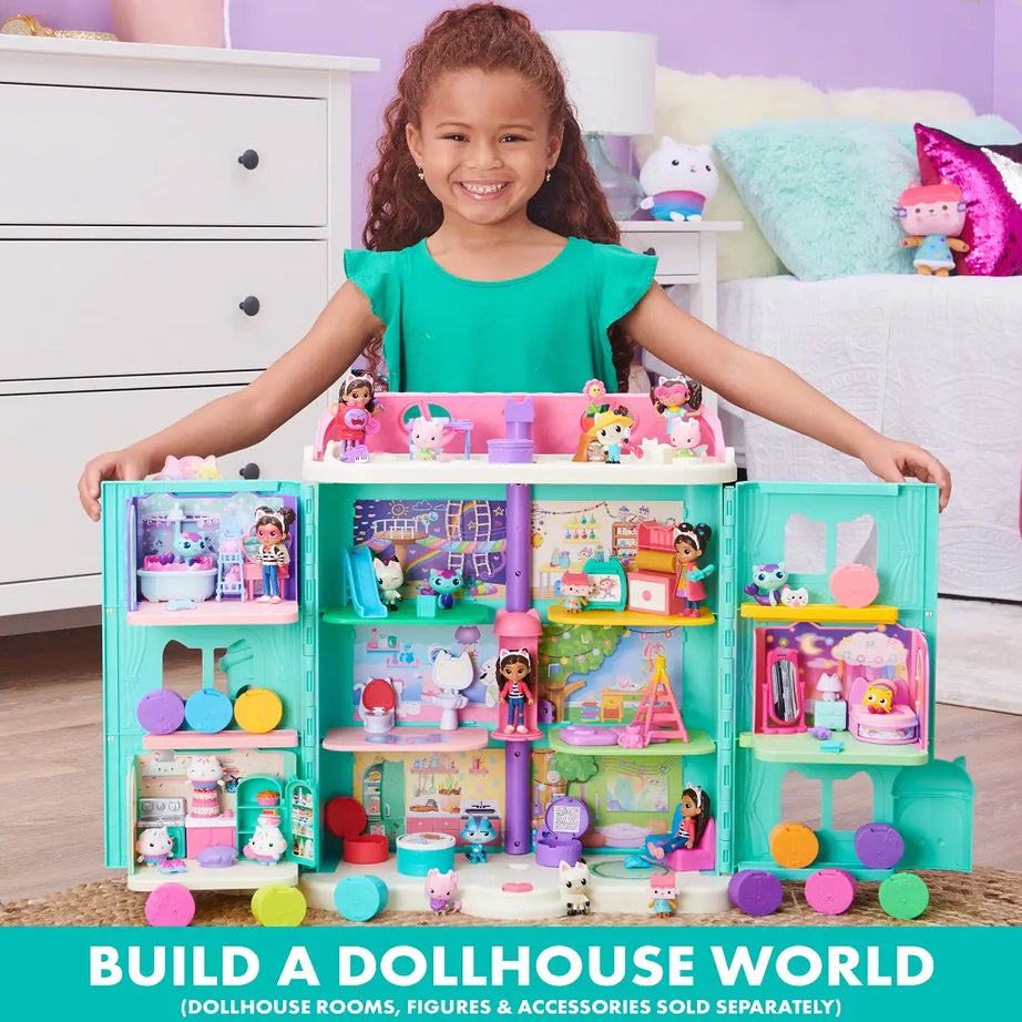 Gabby’s Dollhouse Purrfect Dollhouse – 2-Foot Tall Playhouse with Lights, Sounds, and Accessories for Ages 3+