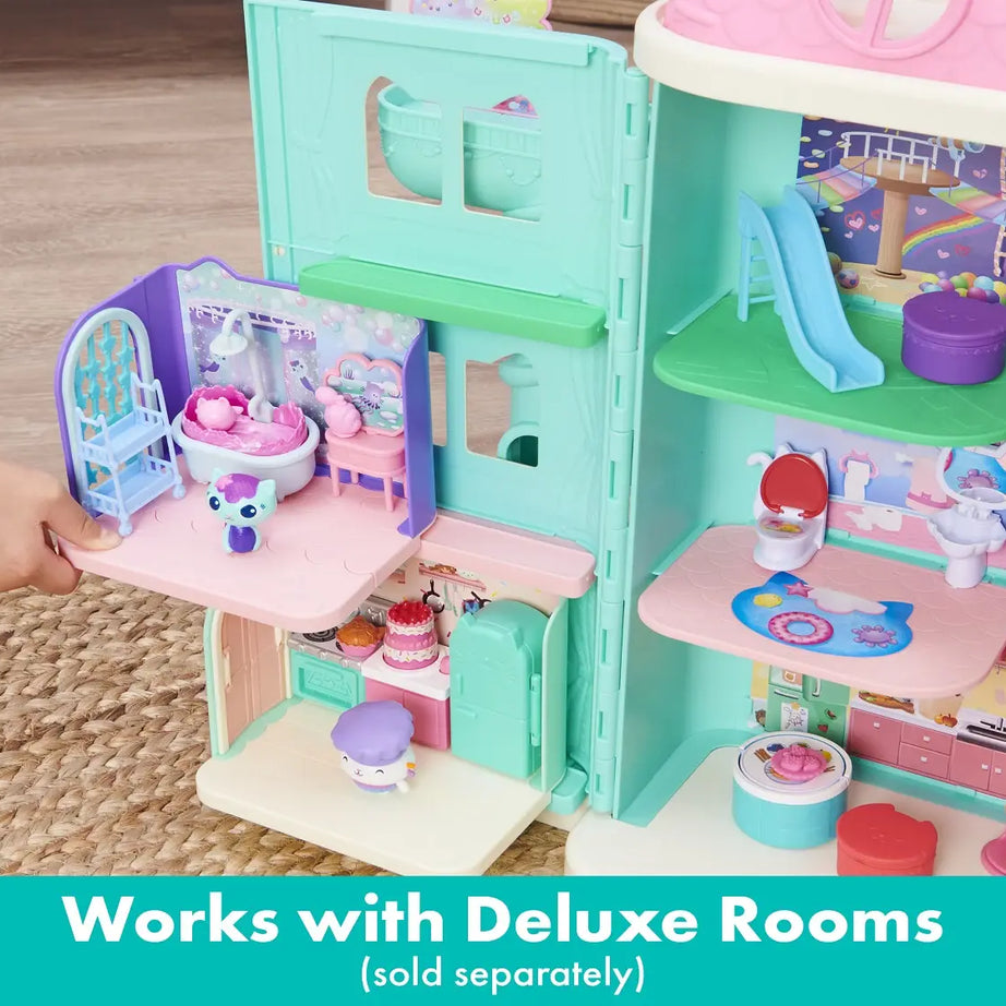 Gabby’s Dollhouse Purrfect Dollhouse – 2-Foot Tall Playhouse with Lights, Sounds, and Accessories for Ages 3+